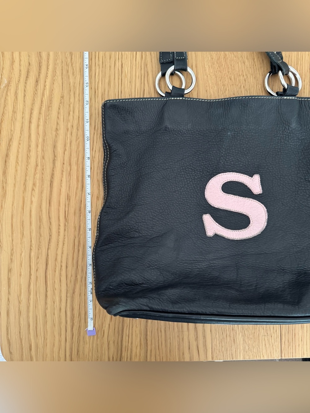 Roots Black Shoulder Tote with Pink Logo Accent - Picture 8 of 11